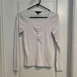 Banana Republic White Fitted Long Sleeve Tee